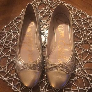 Gold metallic ballet flats